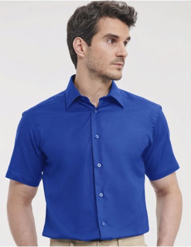 RUS-0R923M0-Men's Short Sleeve Tailored Oxford Shirt